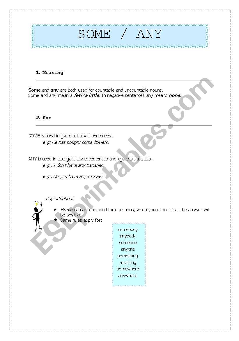 Some and Any  worksheet
