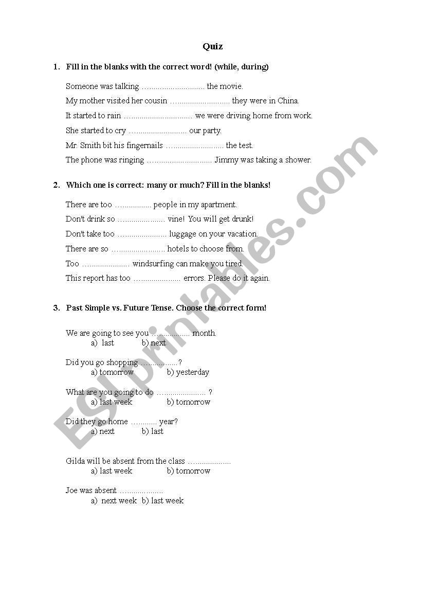 Intermediate Quiz worksheet
