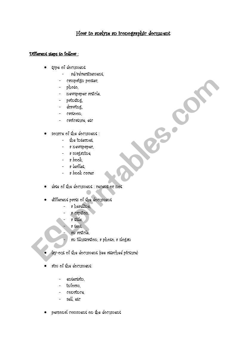 how to analyse an iconographic document