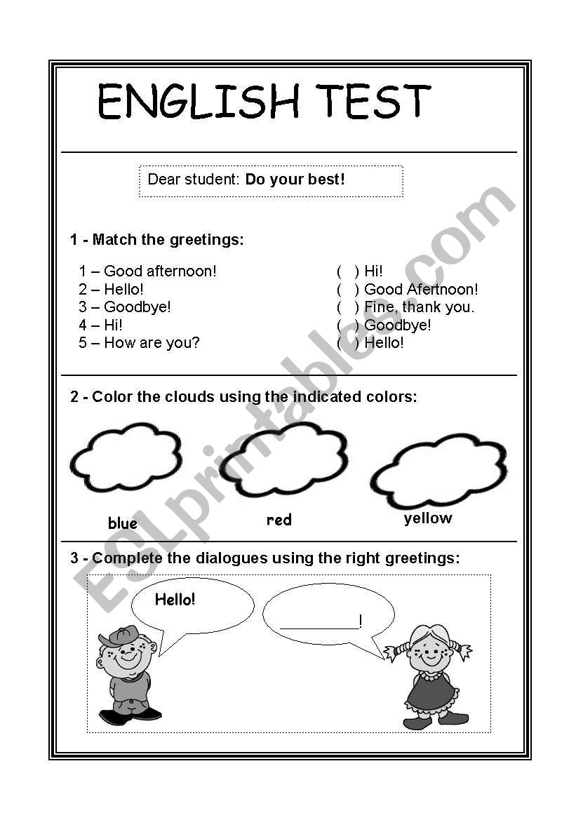 Easy English Test ESL Worksheet By Teacher Drica