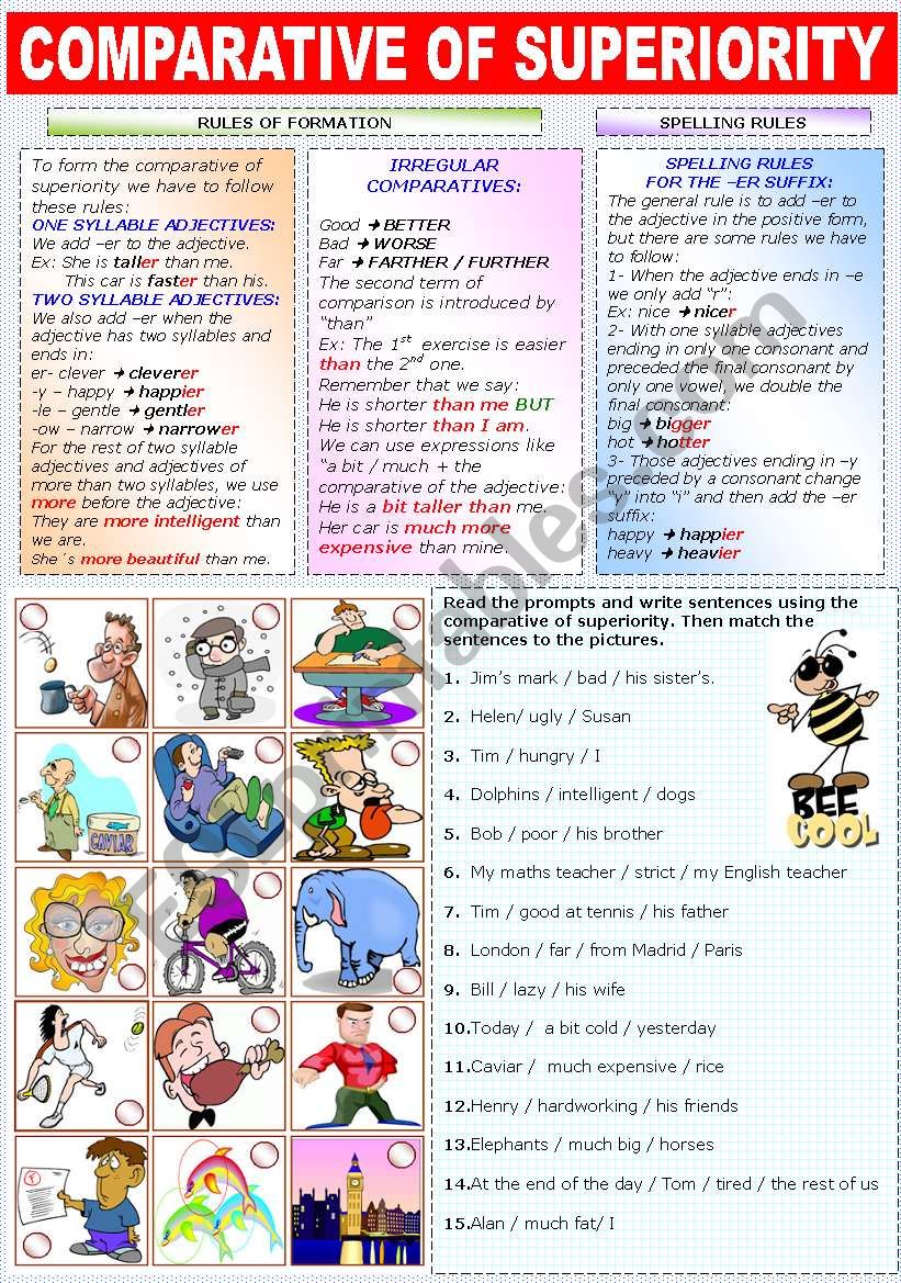 THE COMPARATIVE OF SUPERIORITY ESL Worksheet By Katiana