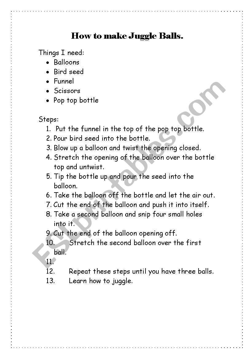 Juggle Balls worksheet