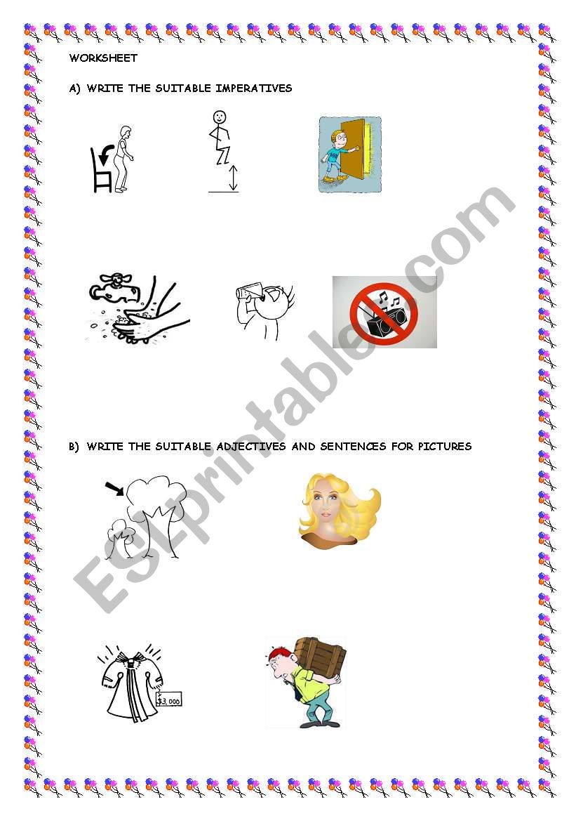 Imperatives and adjectives  worksheet