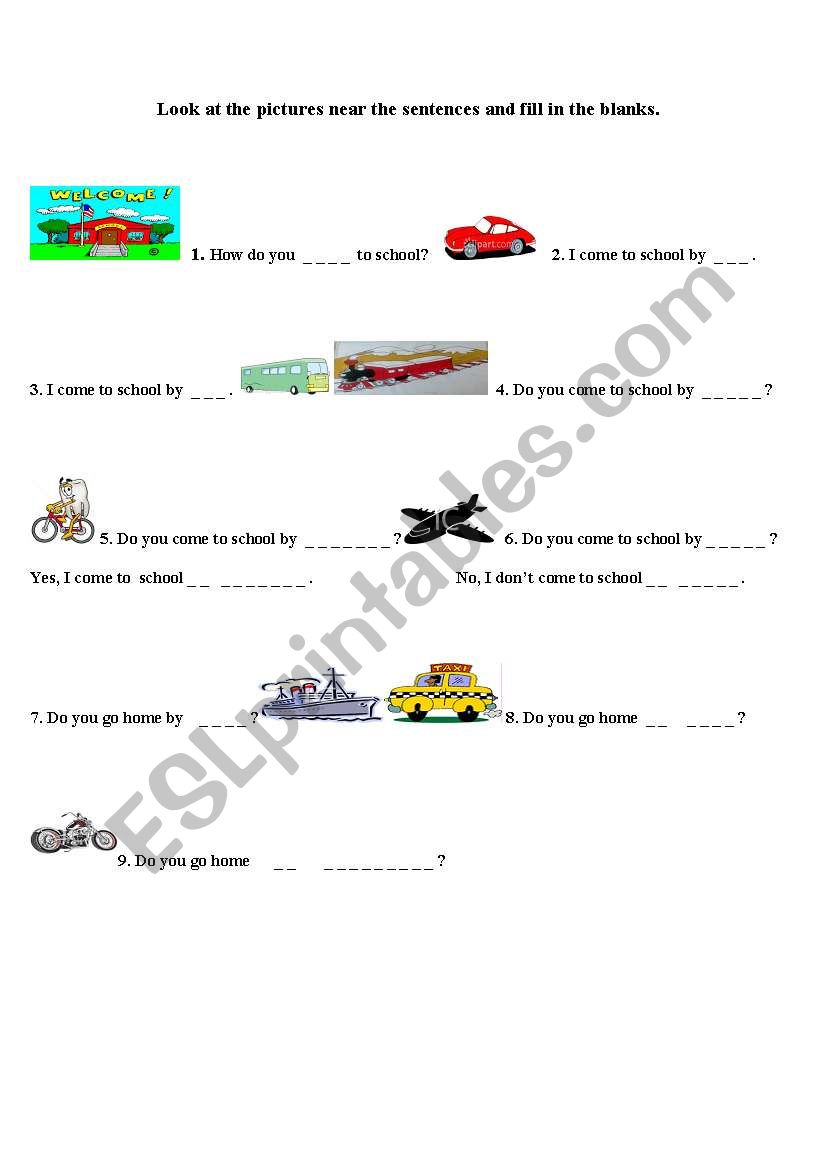 transports worksheet