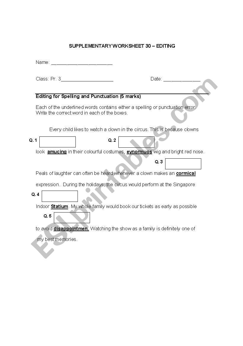 editing worksheet 2 worksheet