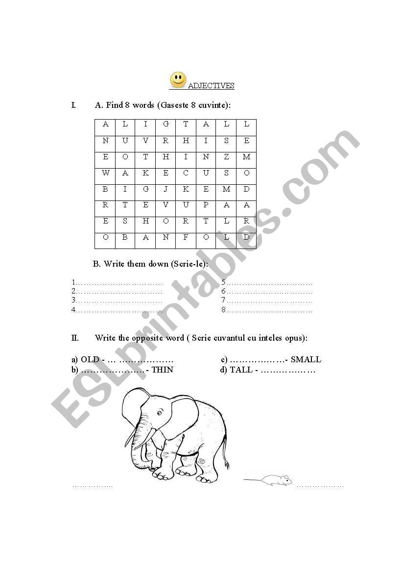 adjectives worksheet