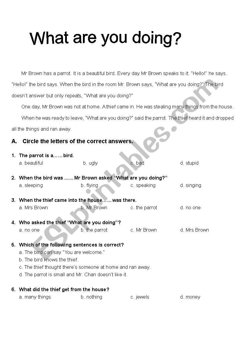 Reading Exercise  worksheet