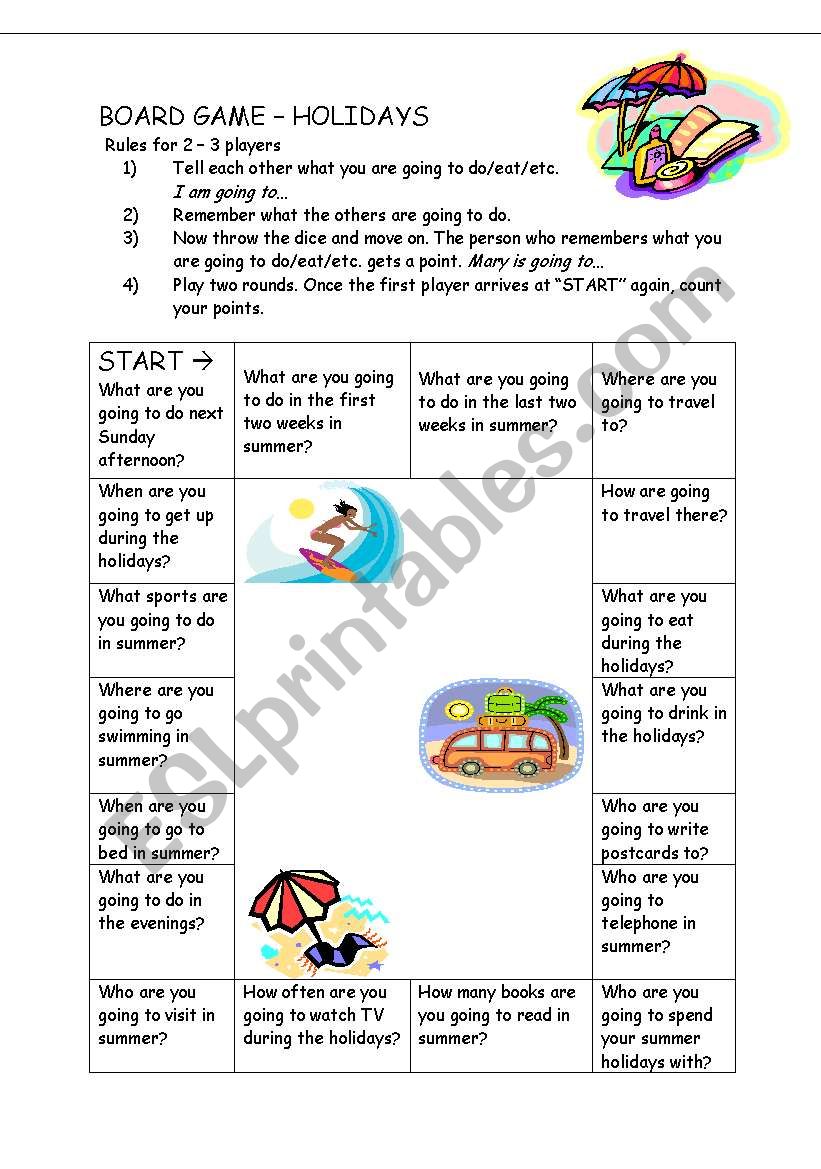 Going to Board Game ESL worksheet by whatnow