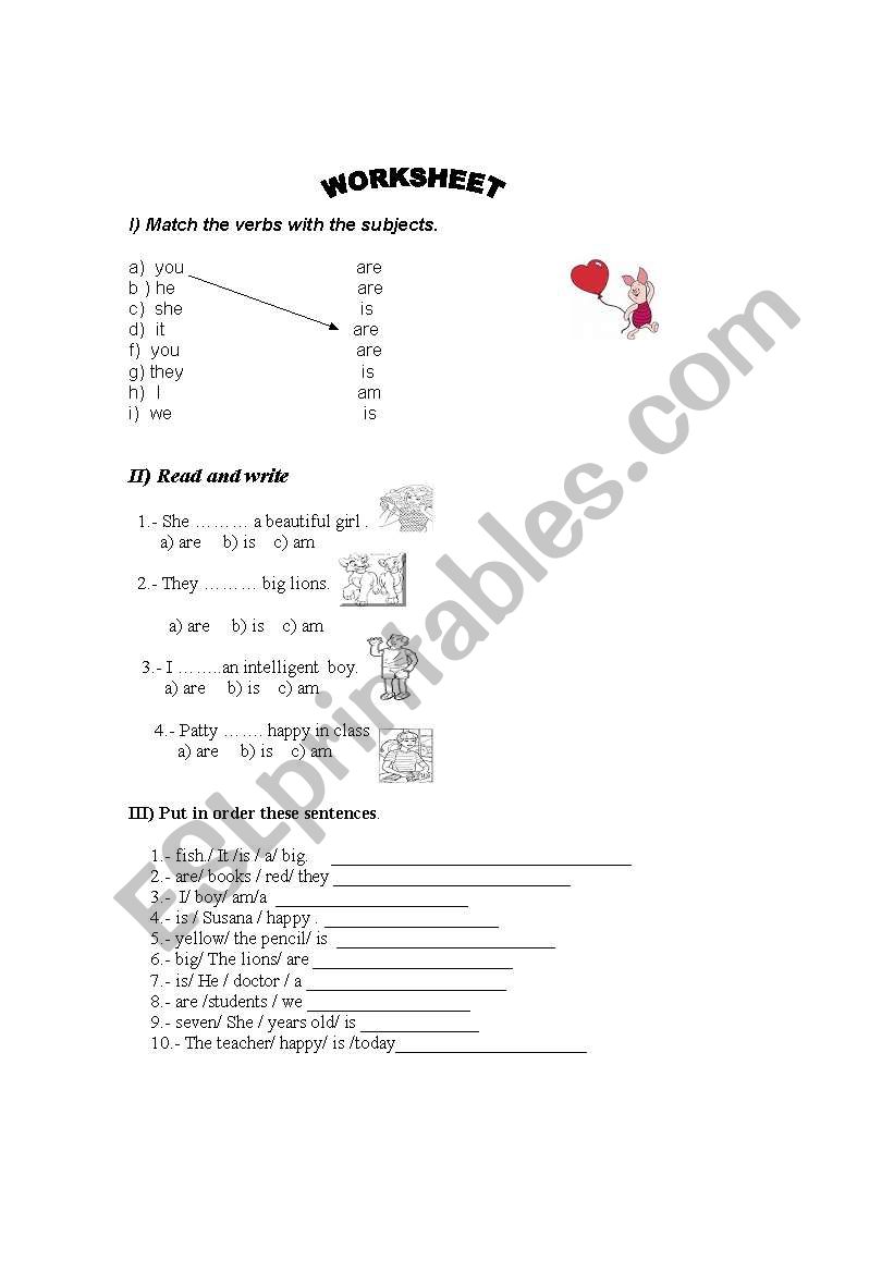 verb to be  worksheet