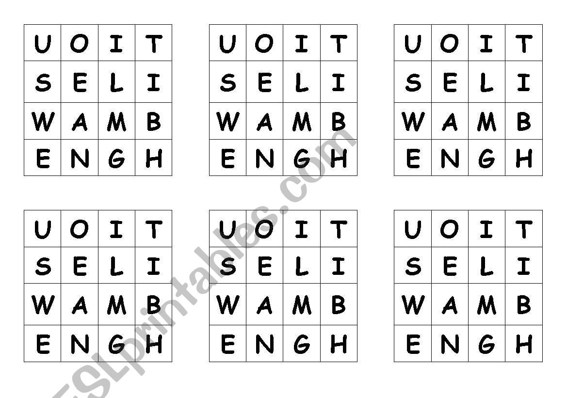 Boggle style spelling game filler