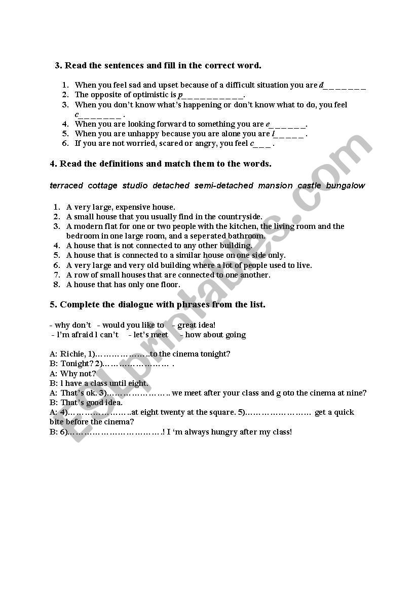 vocabulary worksheet