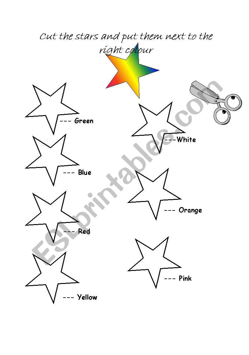 Colours with stars worksheet