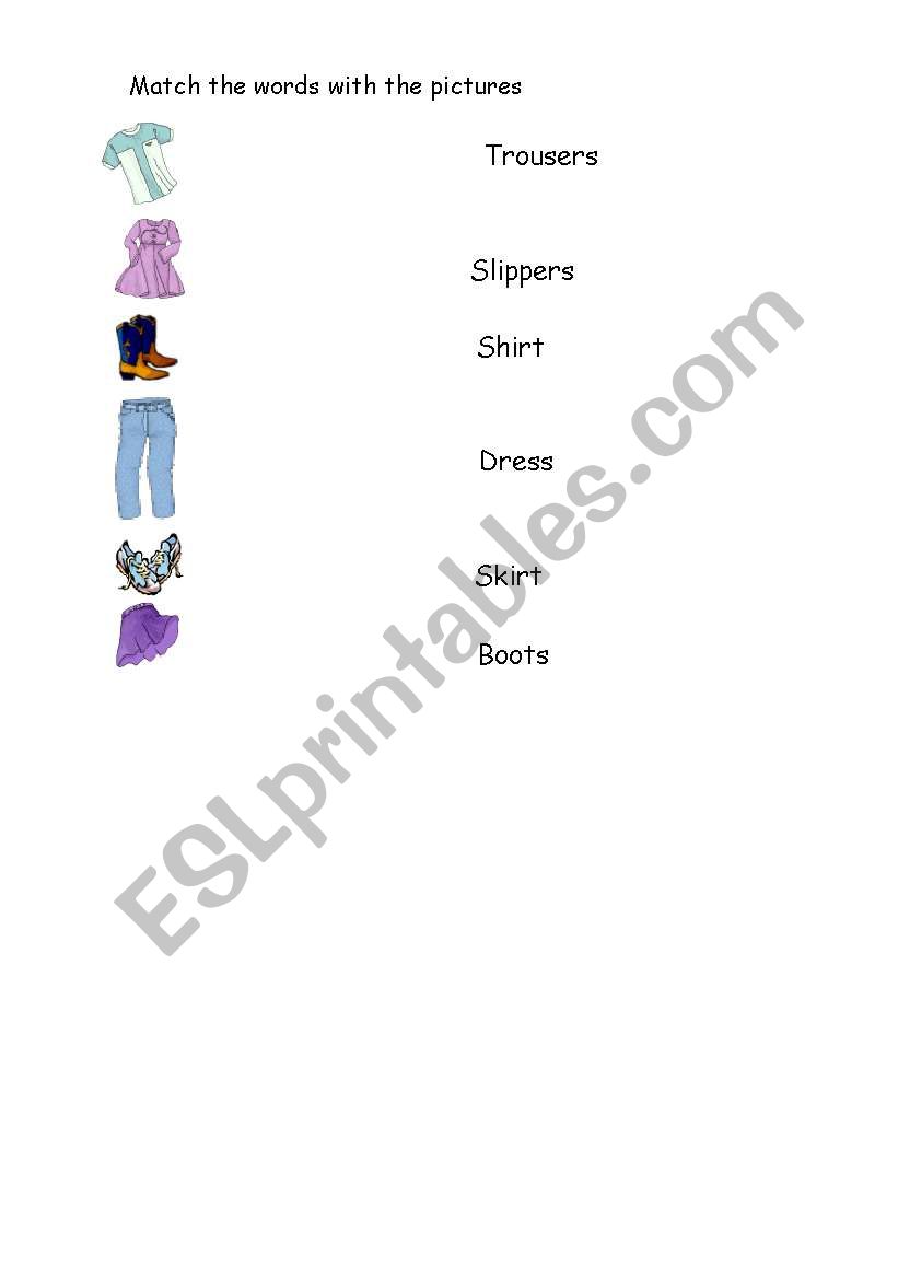 Matching clothes worksheet