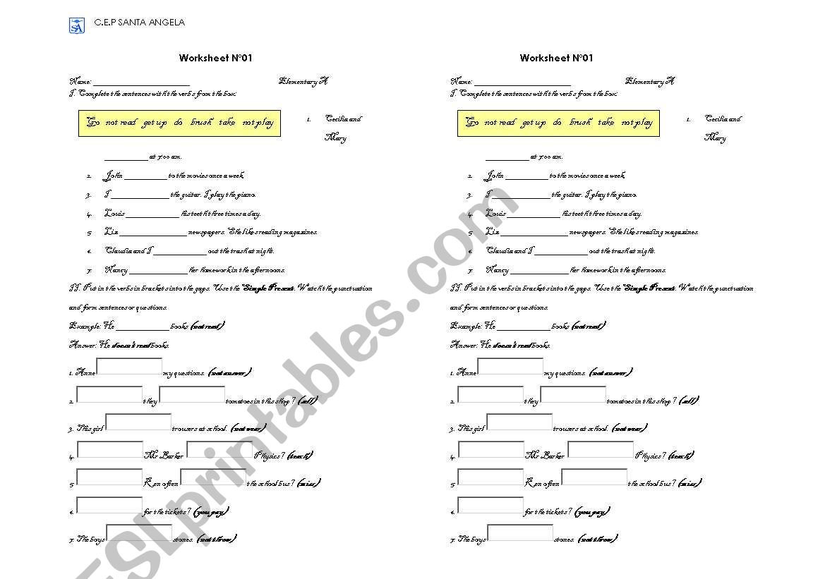 PRESENT SIMPLE worksheet