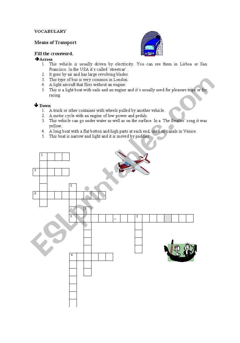 crossword worksheet