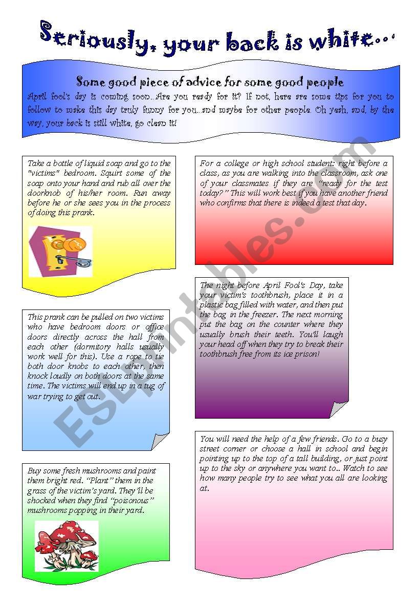 April Fool´s Day - ESL worksheet by Kate (kkcat)