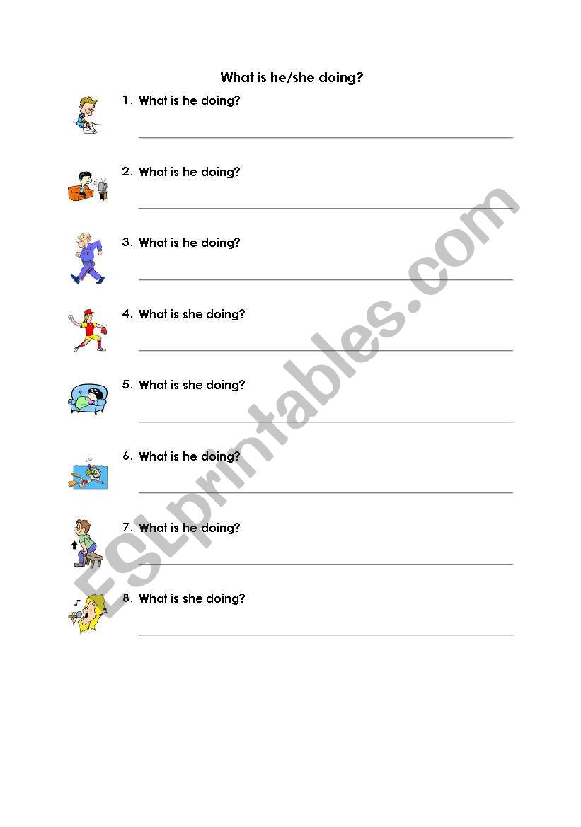 present continious tense worksheet