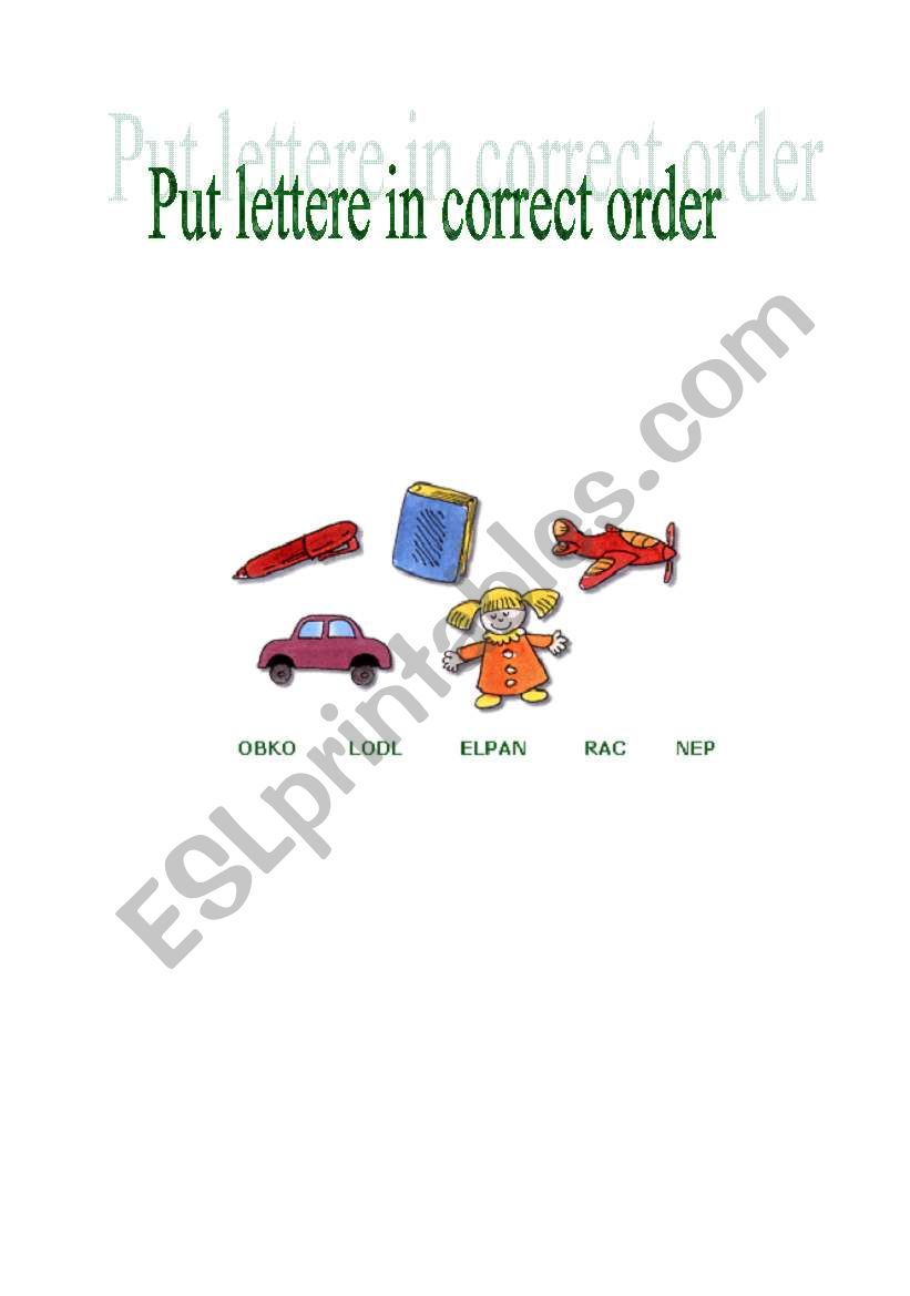 Put letters in correct order worksheet