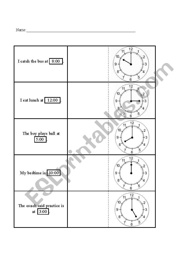 Telling Time worksheet