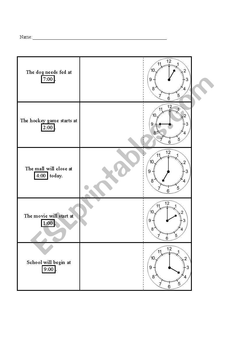 Telling Time Worksheet 2 worksheet