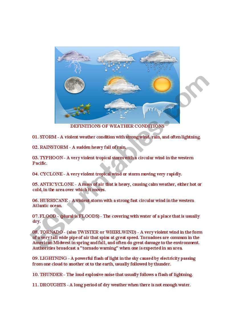 Weather Conditions worksheet