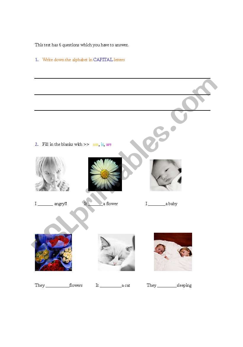 Test for Kids worksheet