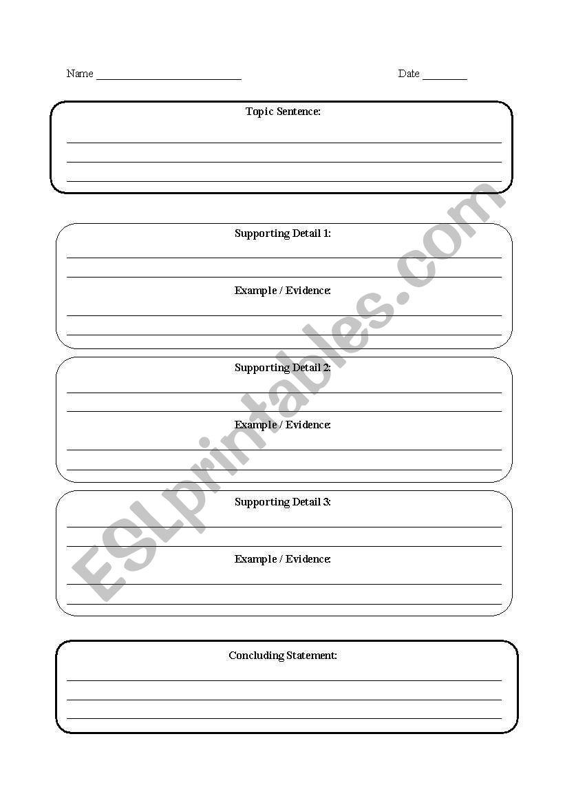 Paragraph Graphic Organizer worksheet