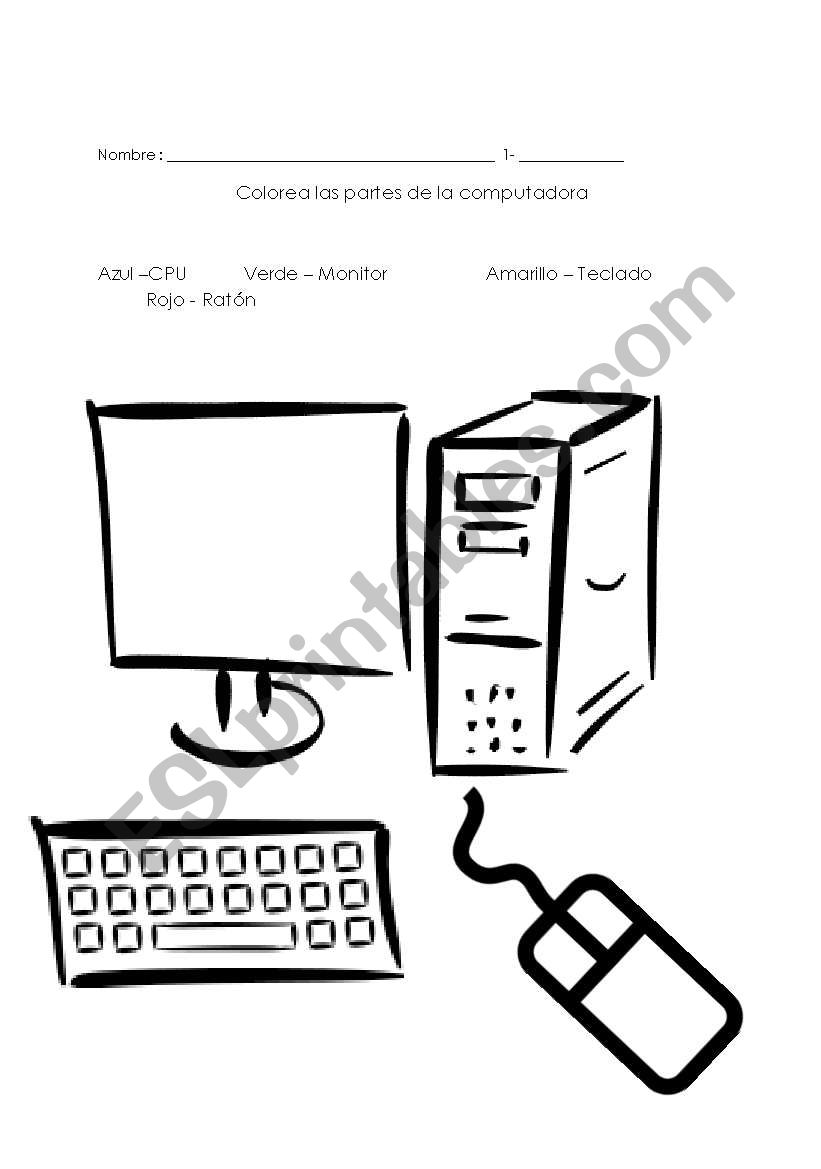 Computer Part worksheet