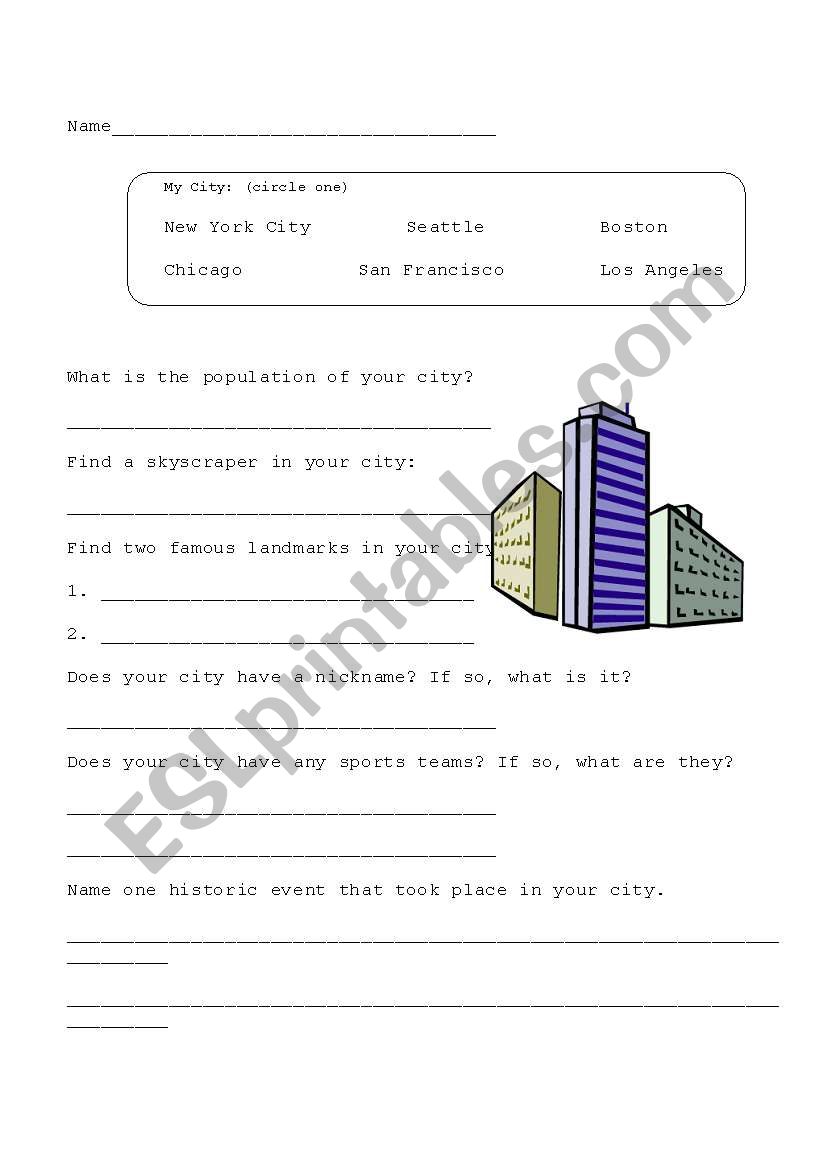 City Research  worksheet