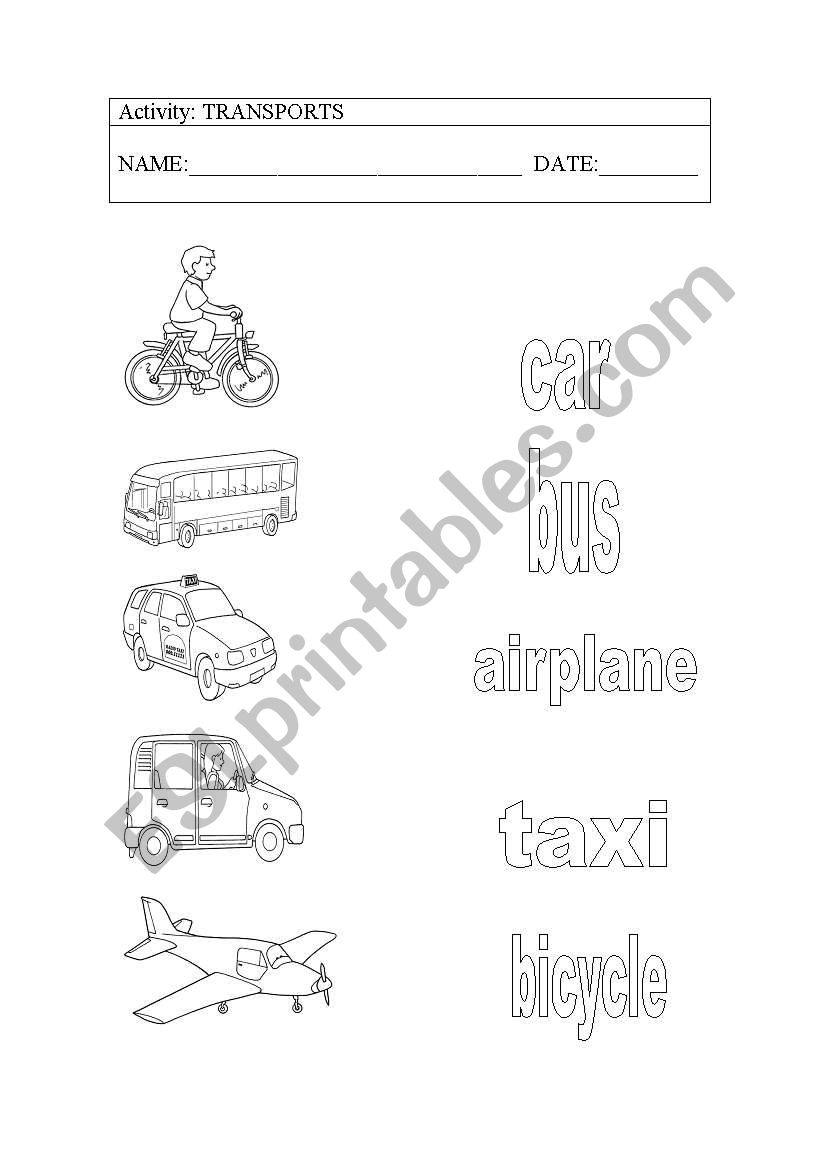 transports worksheet