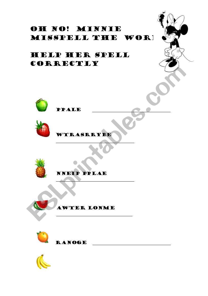 minnie misspell worksheet