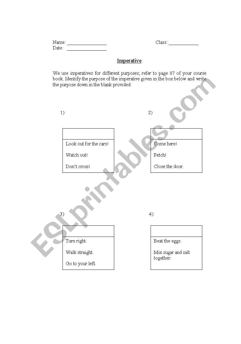 Imperative worksheet