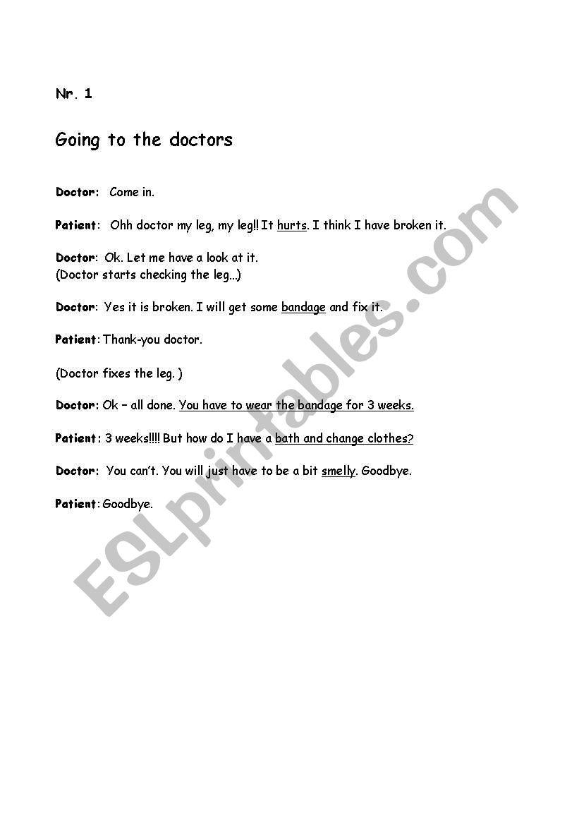 going to the doctor roleplay worksheet
