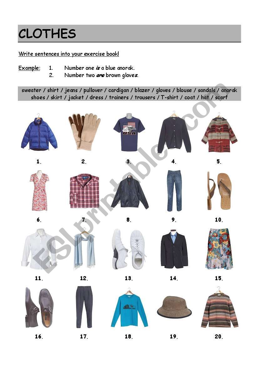 Clothes - ESL worksheet by pikous