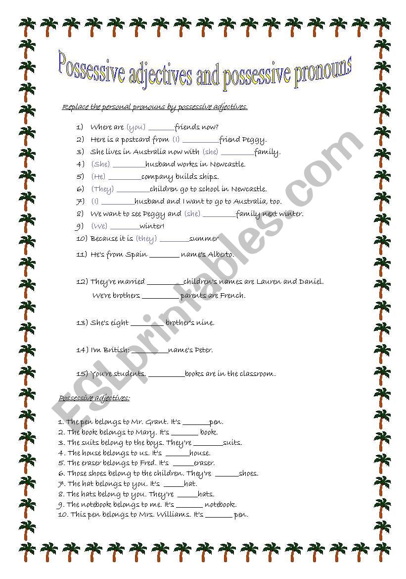 possessive adjectives and possesive pronouns