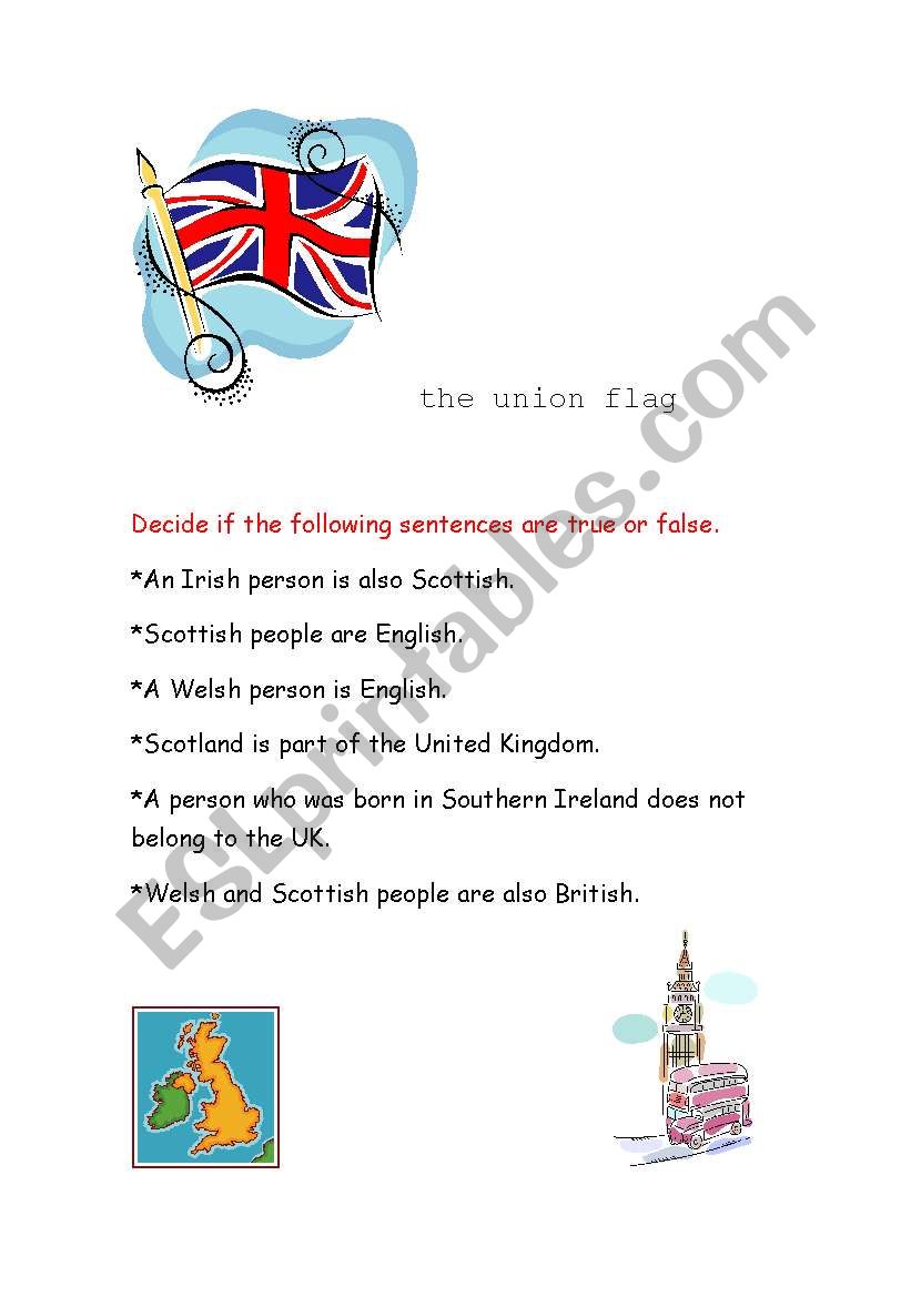 The union Flag worksheet