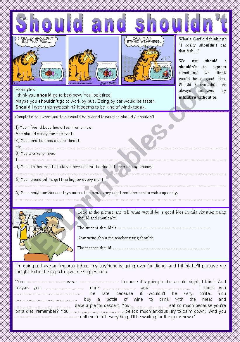 Should And Shouldn´t - ESL Worksheet By Zailda