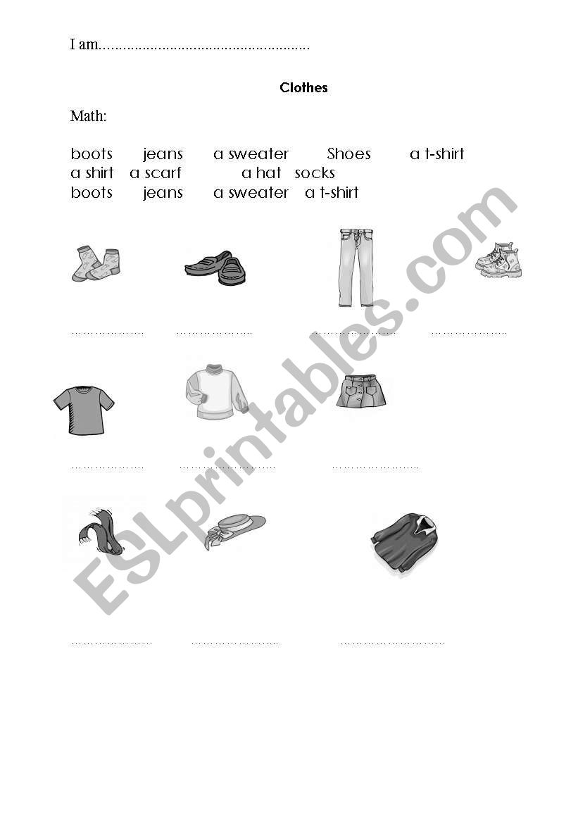 clothes worksheet