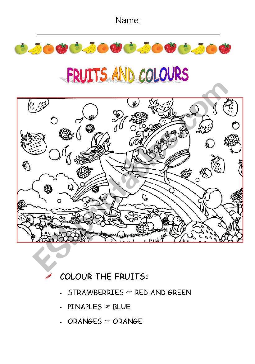 FRUITS AND COLOURS - ESL worksheet by kekoita