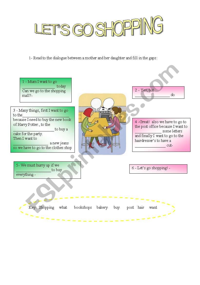 English Worksheets Let S Go Shopping