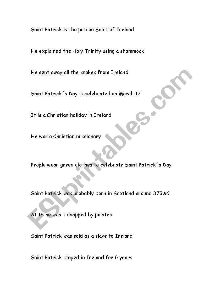 Saint Patricks Day worksheet