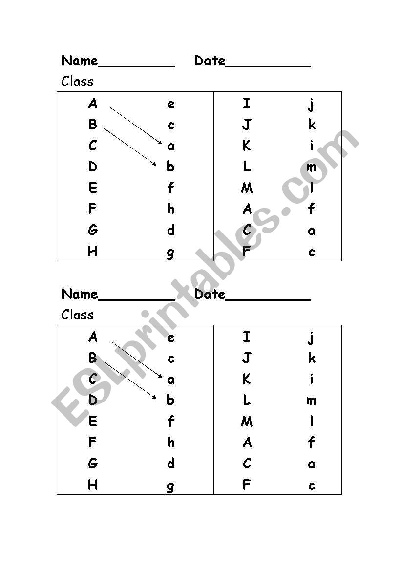 phonics capital to lower case A-M