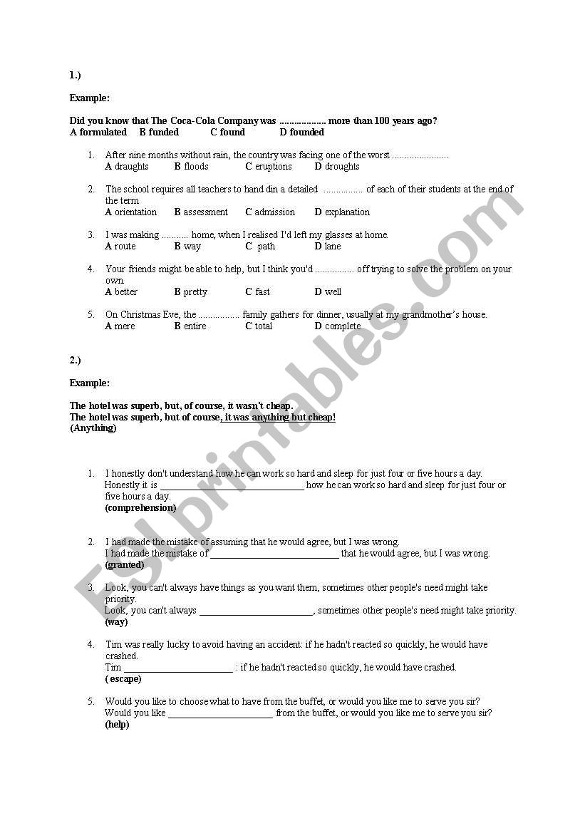 Vocabulary worksheet