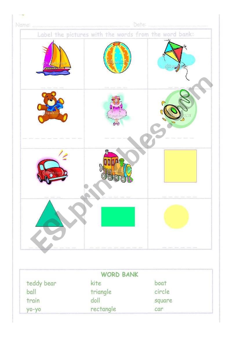 Toys worksheet