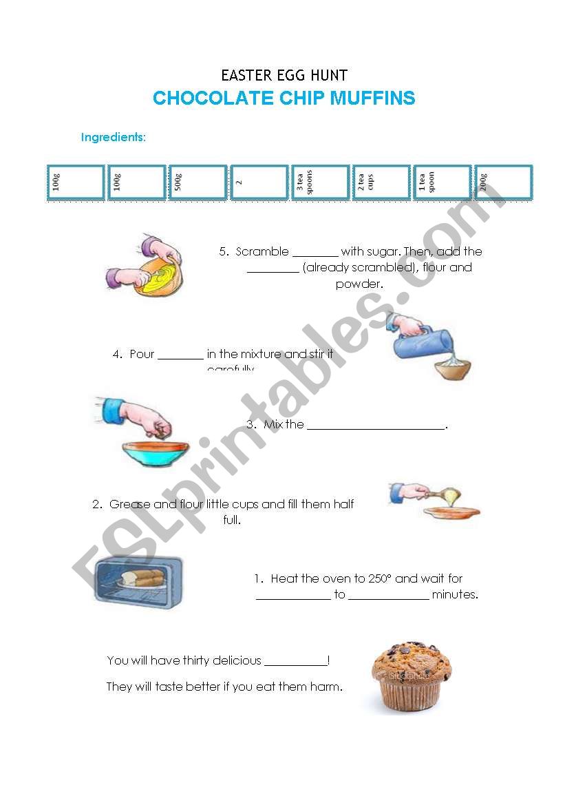 Chocolate Chip Muffins worksheet