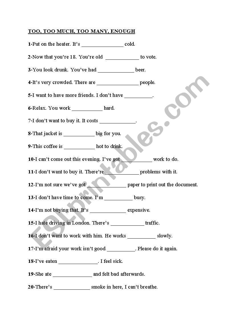 quantifiers worksheet