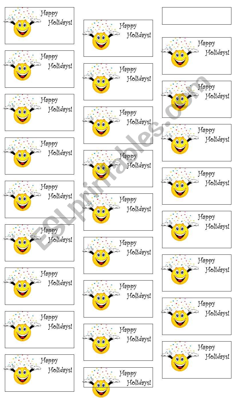 Happy Holidays worksheet