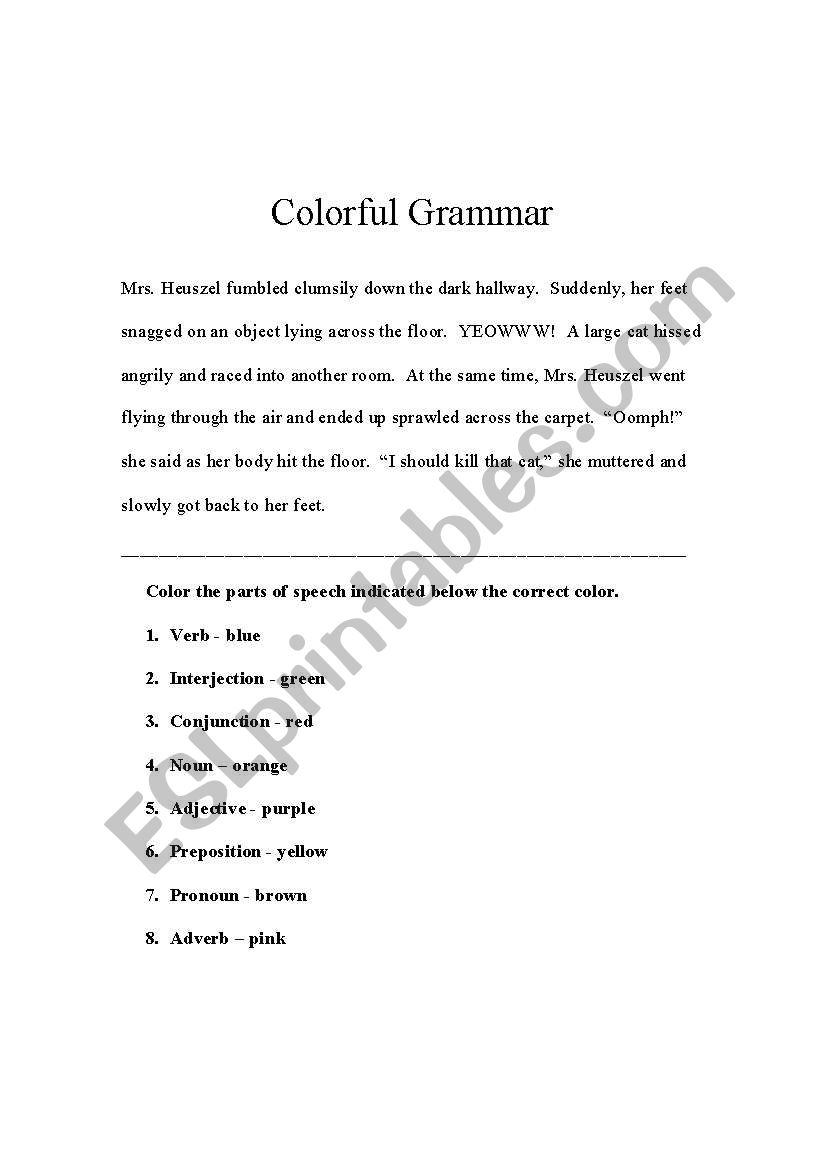 Colorful Grammar worksheet