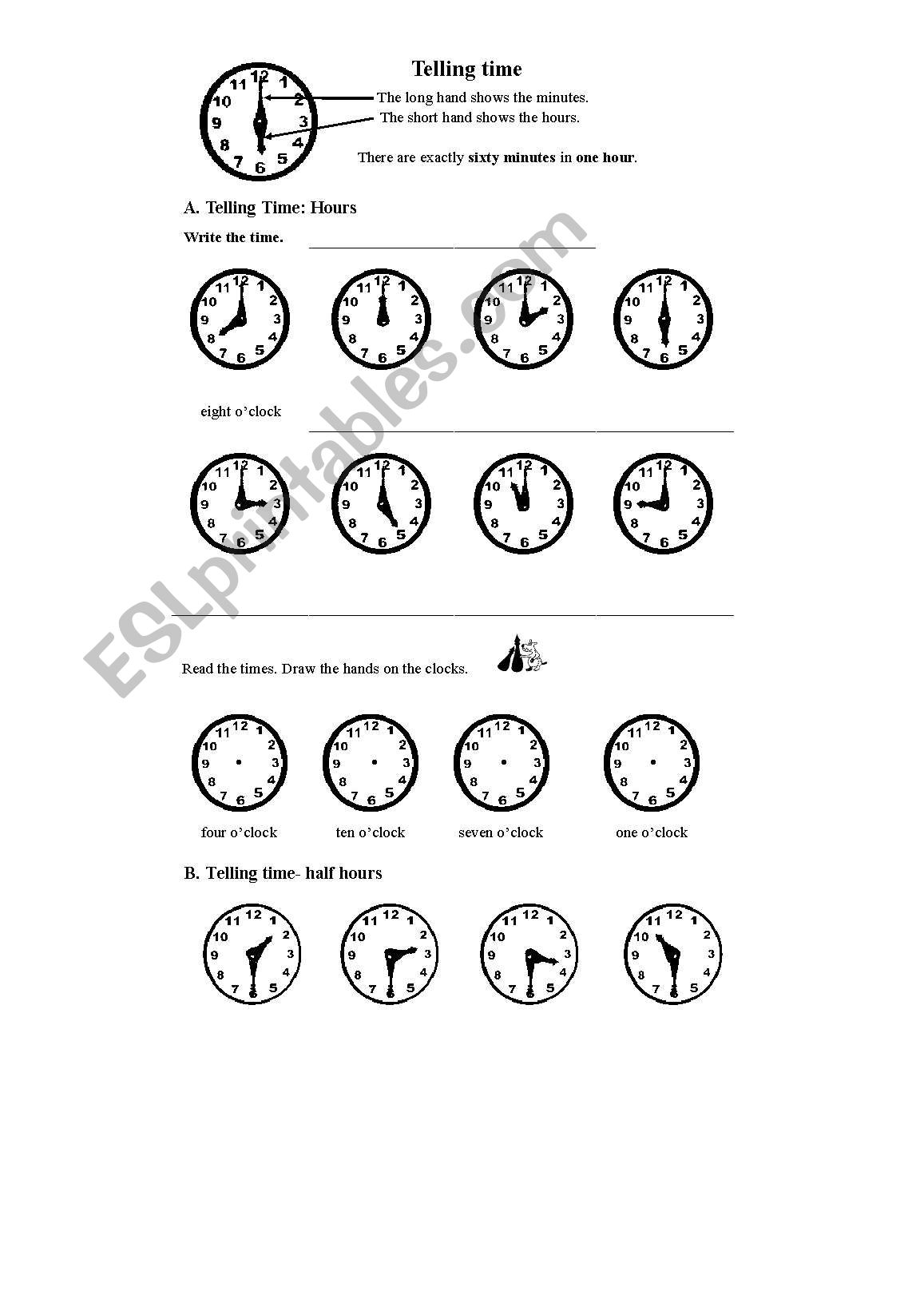 Telling time worksheet