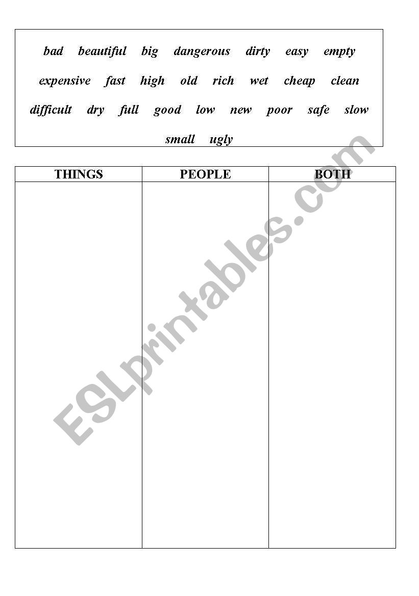 adjectives worksheet